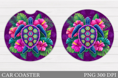 Sea Turtle Car Coaster Design. Sea Turtle Sublimation Product Image 1
