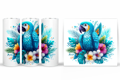 Parrot Tumbler Sublimation. Parrot Flowers Tumbler Design Product Image 2