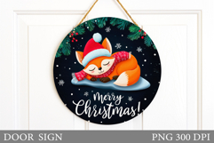 Christmas Fox Door Sign. Christmas Door Sign Sublimation Product Image 1