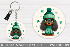 St Patrick Dog Keychain. St Patrick Keychain Sublimation Product Image 1