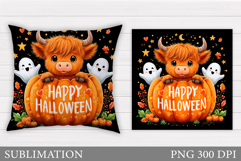 Halloween Cow Pillow. Halloween Pillow Sublimation Product Image 1