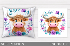 Cute Cow Pillow Design. Cow Sublimation Product Image 1