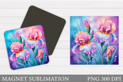 Irises Magnet Design. Flowers Magnet Sublimation Product Image 1