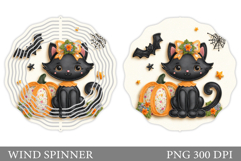 Black Cat Wind Spinner Design. Halloween Wind Spinner Product Image 1