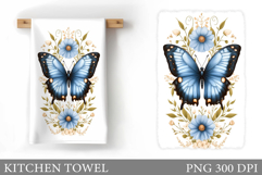 Butterfly Kitchen Towel Design. Butterfly Sublimation Product Image 1