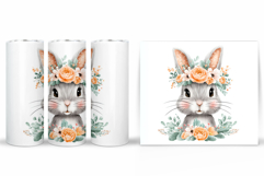 Cute Bunny Tumbler Design. Bunny Flowers Tumbler Sublimation Product Image 2