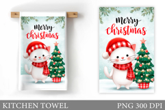 Christmas Cat Kitchen Towel. Christmas Kitchen Towel Design Product Image 1
