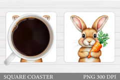 Cute Bunny Coaster Design. Bunny Carrot Coaster Sublimation Product Image 1