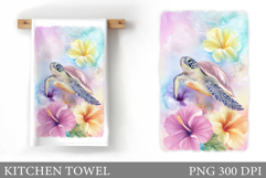 Turtle Kitchen Towel Design. Sea Kitchen Towel Sublimation Product Image 1