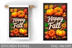 Fall Pumpkin Kitchen Towel. Fall Kitchen Towel Sublimation Product Image 1