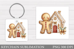 Cute Gingerbread Keychain. Christmas Keychain Sublimation Product Image 1