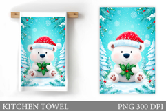 Polar Bear Kitchen Towel. Christmas Kitchen Towel Design Product Image 1