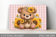 Cute Bear Cutting Board. Bear Flowers Cutting Board Design Product Image 1