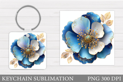 Flower Keychain Sublimation. Floral Keychain Design Product Image 1