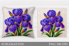 Irises Pillow Design. Floral Pillow Sublimation Product Image 1