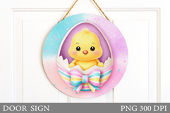 Easter Chick Door Sign Design. Easter Door Sign Sublimation Product Image 1