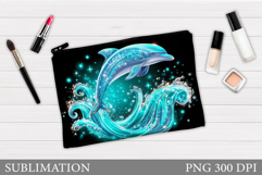 Dolphin Makeup Bag Sublimation. Dolphin Cosmetics Bag Design Product Image 1