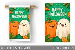 Cute Ghost Kitchen Towel Design. Cute Ghost Sublimation Product Image 1