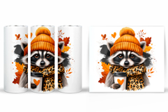 Fall Raccoon Tumbler Design. Fall Tumbler Sublimation Product Image 2