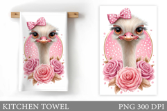 Ostrich Kitchen Towel Design. Ostrich Sublimation Product Image 1
