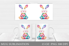 Valentines Bunny Mug Sublimation. Valentines Mug Wrap Design Product Image 1