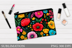 Wildflowers Makeup Bag. Flowers Makeup Pouch Sublimation Product Image 1