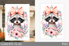 Cute Raccoon Garden Flag. Summer Garden Flag Design Product Image 1