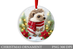 Cute Hedgehog Christmas Ornament. Cute Hedgehog Sublimation Product Image 1