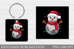 Cute Snowman Keychain Sublimation. Christmas Keychain Design Product Image 1