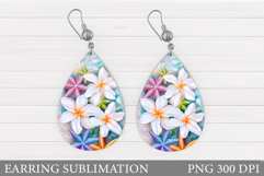 Flowers Teardrop Earring. Tropical Flowers Earring Design Product Image 1