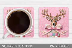 Christmas Deer Coaster Design. Christmas Coaster Sublimation Product Image 1