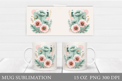 Floral Mug Wrap Design. Flowers Mug Sublimation Product Image 1