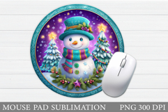 Snowman Mouse Pad Sublimation. Christmas Mouse Pad Product Image 1