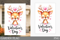 Valentines Deer Garden Flag. Valentines Garden Flag Design Product Image 1