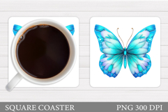 Butterfly Coaster Sublimation. Butterfly Coaster Design Product Image 1