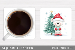 Cute Bear Coaster Design. Christmas Coaster Sublimation Product Image 1