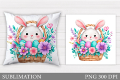 Easter Bunny Pillow Design. Easter Bunny Sublimation Product Image 1