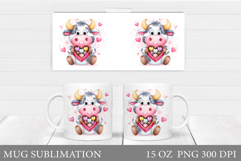 Valentines Cow Mug Sublimation. Valentines Mug Wrap Design Product Image 1
