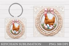Easter Chicken Keychain Design. Easter Keychain Sublimation Product Image 1