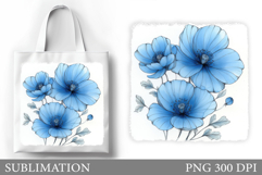 Flowers Tote Bag Design. Floral Tote Bag Sublimation Product Image 1