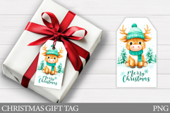 Christmas Gift Tag Design. Christmas Cow Gift Tag Printable Product Image 1