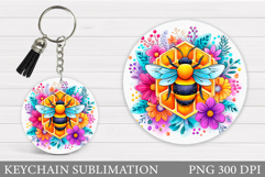 Bee Keychain Design. Bee Sublimation Product Image 1