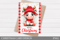 Christmas Cow Card Printable. Christmas Card Design Product Image 1