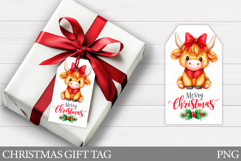 Christmas Gift Tag Design. Christmas Cow Gift Tag Printable Product Image 1