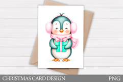 Christmas Penguin Card. Christmas Card Printable Product Image 1