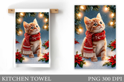 Christmas Cat Kitchen Towel. Christmas Kitchen Towel Design Product Image 1