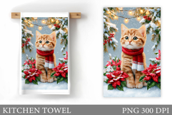 Christmas Cat Kitchen Towel. Christmas Kitchen Towel Design Product Image 1