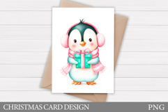 Christmas Penguin Card. Christmas Card Printable Product Image 1