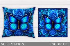 Butterfly Pillow Design. Butterfly Roses Sublimation Product Image 1