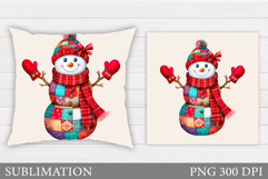 Patchwork Snowman Pillow. Christmas Pillow Sublimation Product Image 1